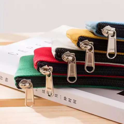 Mini Leinwand Münzbörse Tragbare Brieftasche Mit Reißverschluss Für Studenten Einfarbig Minimalistische Aufbewahrungstasche