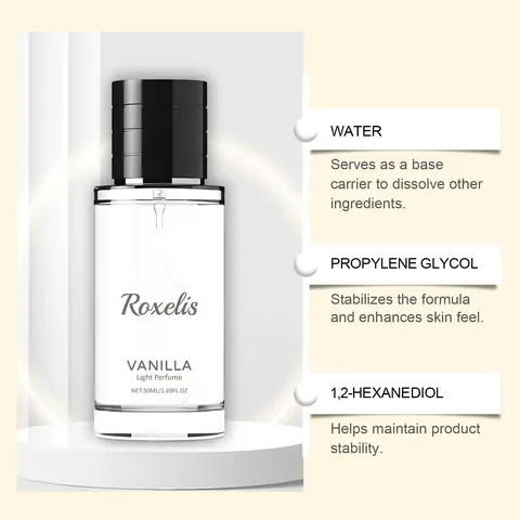 Roxelis Vanilla Light Profumo per Donna Fragranza Fresca Naturale a Lunga Durata Elegante Flacone Spray in Vetro Portatile Profumo per Uso Quotidiano