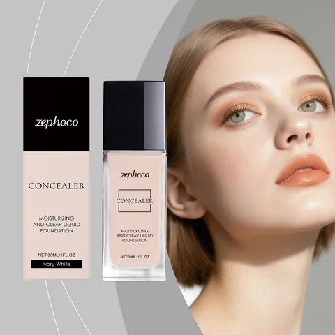 Zephoco Moisturizing Concealer Liquid Foundation Matte Natural Finish Lightweight Hydrating Skin Nourishing Makeup For Women