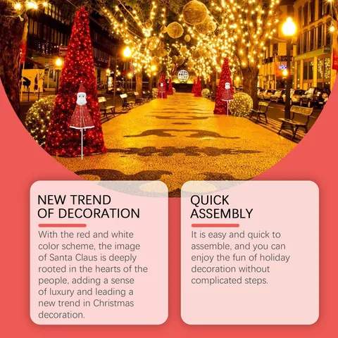 Christmas Santa Claus Outdoor Yard Decoration LED Light Up Lawn Sign Detachable Stake Ornament For Holiday Home Garden Decor