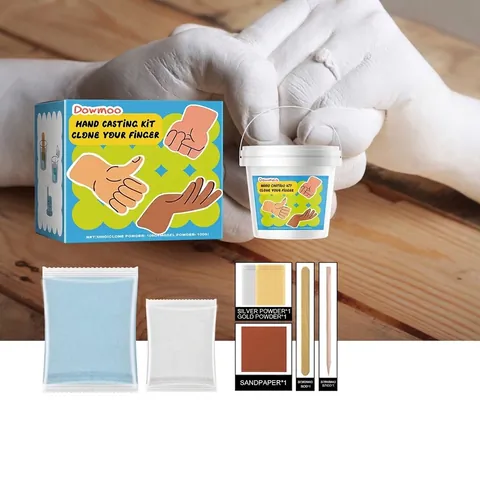 DOWMOO Kit Calco Mani Fai da Te 3D Set Ricordo per Coppie Anniversario Matrimonio Calco Mani e Piedi Neonato Kit Artigianale in Resina Gesso