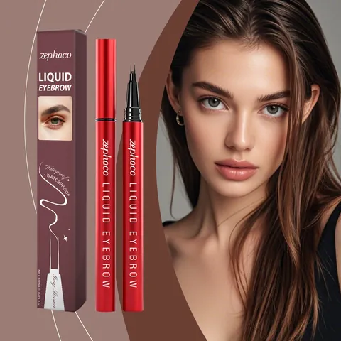 Matita per Sopracciglia Liquida a Doppia Forcina Impermeabile Lunga Durata Trucco Naturale Effetto Sopracciglia Selvaggie Marrone Grigio