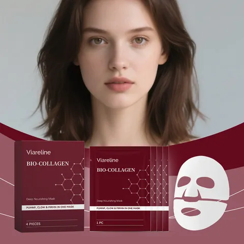 VIARELINE Masque Hydratant au Collagène Nourrissant en Profondeur Éclaircissant Raffermissant Soin de la Peau Masque Hydratant en Tissu