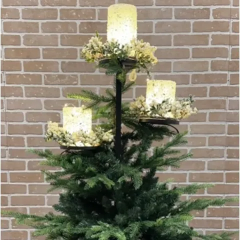 Black Wrought Iron Christmas Tree Topper Candle Holder Metal Stand For Holiday Home Decor Geometric Candle Base Decoration