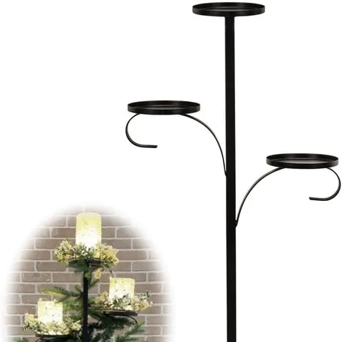 Black Wrought Iron Christmas Tree Topper Candle Holder Metal Stand For Holiday Home Decor Geometric Candle Base Decoration