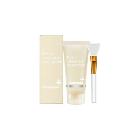 Mascarilla de Noche de Colágeno HOYGI Con Cepillo de Silicona Suave Mascarilla Facial Peel-Off para Nutrir y Reafirmar la Piel Mascarilla Hidratante