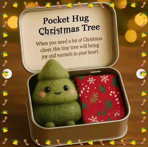 Set de Regalo Abrazo de Bolsillo de Navidad Figura Miniatura de Fieltro de Lana Papá Noel Muñeco de Nieve Hombre de Jengibre
