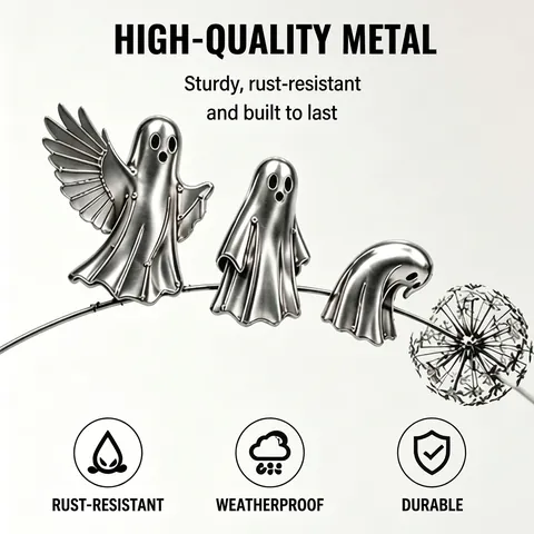 Halloween Ghost Pumpkin Metal Garden Stakes Weatherproof Yard Signs Outdoor Lawn Path Decorative Ground Plugs Halloween Decor