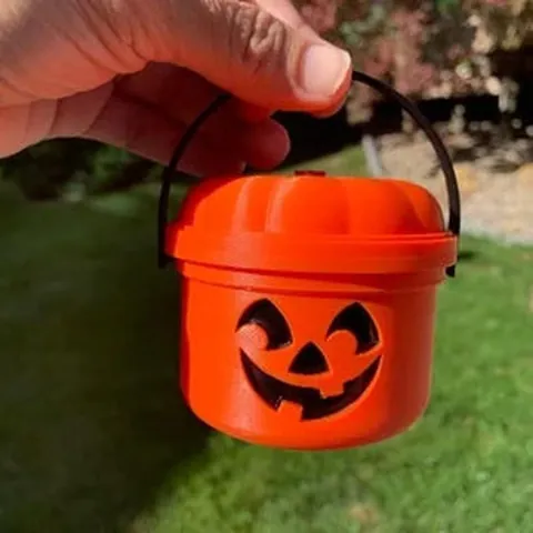 Mini Halloween Nostalgie Kürbiseimer 3D-Gedruckter Kunststoff Jack-O-Lantern Miniatur Deko Für Party Schreibtisch Dekoration