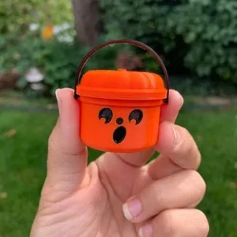 Mini Halloween Nostalgie Kürbiseimer 3D-Gedruckter Kunststoff Jack-O-Lantern Miniatur Deko Für Party Schreibtisch Dekoration