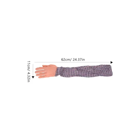 Halloween Realistic Prosthetic Hand Fake Finger Prank Toy With Plaid Shirt Sleeve Horror Prop For Halloween Party Decor