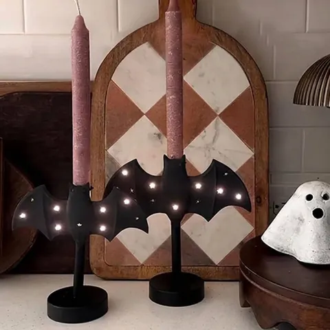 Gothic Twinkle Fledermaus Kerzenständer Schwarzer Eisen Fledermaus Kerzenhalter Halloween Dekorationen Gruselige Wohnkultur Geschenk