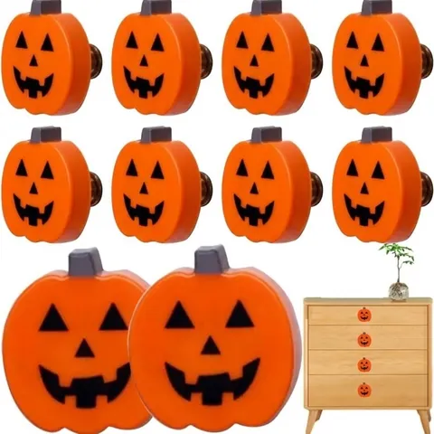 Halloween Pumpkin Cabinet Knobs Ceramic Orange Jack O Lantern Drawer Pulls Decorative Furniture Handles For Kitchen Wardrobe