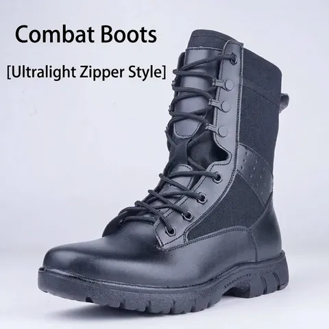 Botas Tácticas Ultra Ligeras Unisex para Aire Libre Botas de Combate de Malla Transpirable Zapatos de Seguridad Antideslizantes