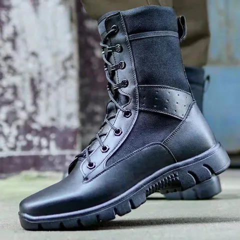 Botas de Combate Ultra Ligeras Transpirables para Hombres Mujeres Botas Tácticas al Aire Libre Con Cremallera Lateral Zapatos