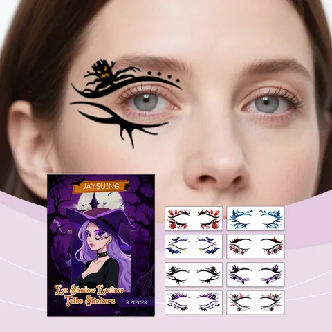 Water Transfer Paper Halloween Eye Tattoo Stickers Temporary Eye Shadow Eyeliner Decorations Waterproof Party Makeup Decals