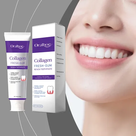 Dentifrice Violet au Collagène Oralhoe Nettoyage Dentaire Professionnel Haleine Fraîche Soin des Gencives Blanchissant Sourire Soin Bucodental Quotidien