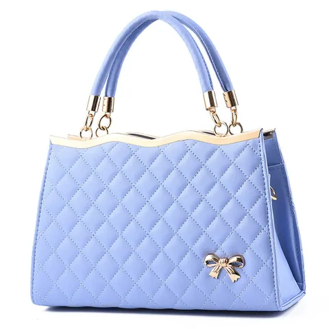Borsa a Mano da Donna in Pelle PU Trapuntata Ricamata Grande Capacità Borsa a Tracolla Elegante Dettaglio Fiocco Tote