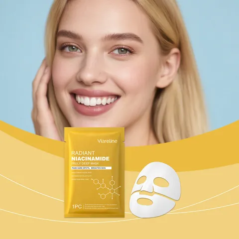 VIARELINE Maschera Viso Idratante alla Niacinamide Illuminante Contro Macchie Scure Maschera in Foglio Idratante Cura della Pelle Singolo