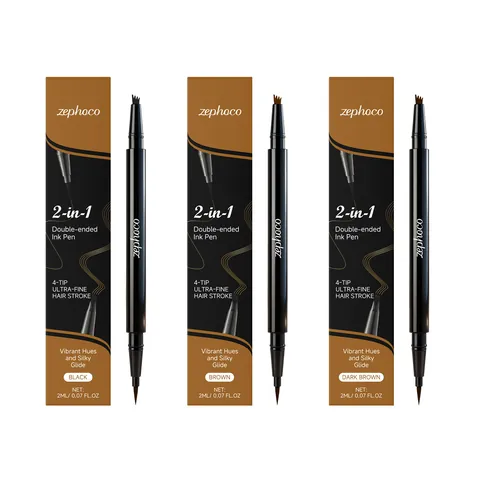 Matita per Sopracciglia Liquida a Doppia Punta 2 in 1 Con Effetto Microblade a 4 Punte Impermeabile Trucco Naturale a Lunga Durata