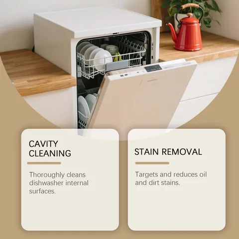 JAKEHOE Surfactant Citric Acid Dishwasher Cleaner Tablets Multi-Effect Oil Stain Removal Detergent Sheets For Kitchen Cleaning