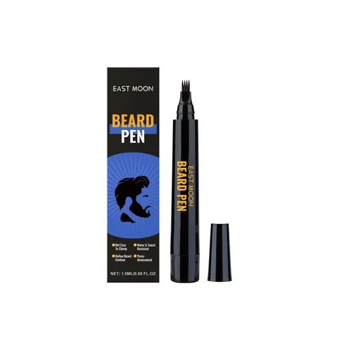 EAST MOON Men Beard Pen Waterproof Sweatproof Beard Filler Shaping Pen With Four-Prong Tip For Natural Beard Grooming