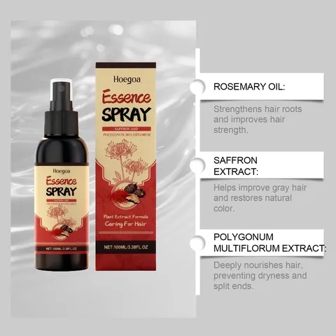 Hoegoa Saffraan Haar Essence Spray Polygonum Multiflorum Gemberwortelolie Hoofdhuid Voedende Hydraterende Haarmist Voor Dames Heren