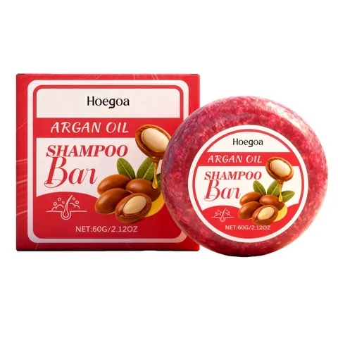 HOEGOA Arganolie Shampoo Bar Haarverzorging Zeep Voor Hoofdhuidreiniging Gladmakende Hydraterende Arganolie Voedende Vaste Shampoo Bar Haarzeep