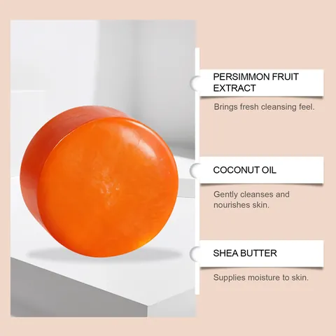 OCEAURA Persimmon Extract Moisturizing Cleaning Soap Bar Handmade Gentle Body Face Cleansing Skin Hydrating Care