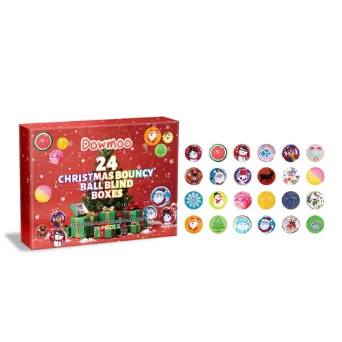 24 Dagen Kerst Adventskalender Blind Box Kerst Stuiterballen Voor Kinderen Volwassenen Vakantie Cadeau Feestartikelen Rubberen Springbal Speelgoed