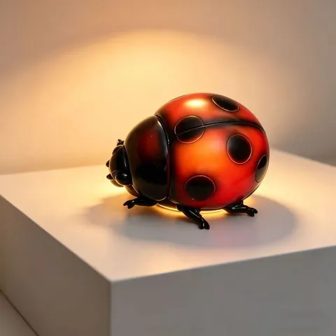 Creative Resin Glowing Ladybug Night Light Funny Animal Desktop Ornament Halloween Christmas Bedroom Decoration Table Lamp