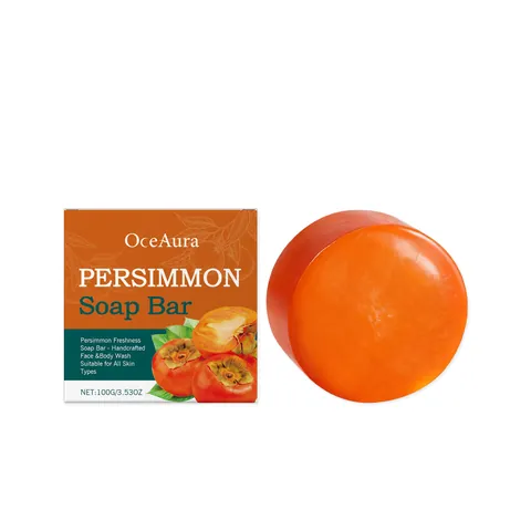 OCEAURA Persimmon Extract Moisturizing Cleaning Soap Bar Handmade Gentle Body Face Cleansing Skin Hydrating Care