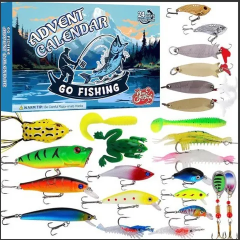 24 Dagen Vis Kunstaas Adventskalender Kerstmis Blind Box Set Diverse Harde Zachte Aas Minnow Spoon Aas Vissen Geschenken Voor Mannen