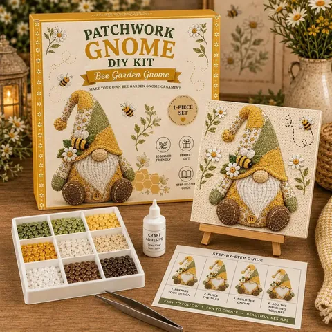 Kit d'Art Mosaïque Gnome Ensemble DIY de Noël Autocollants d'Art de Perles Cadeau Artisanal Fait Main pour Enfants Adultes Ensemble Décoratif de Fête