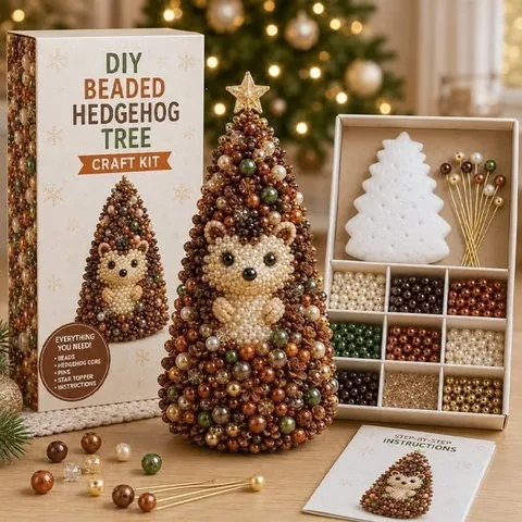 Kit de Árbol de Navidad DIY Hecho a Mano con Abalorios para Niños Adultos Decoraciones de Temporada con Forma de Animal Adornos de Escritorio de Perlas Coloridas Regalo de Navidad Set de Manualidades