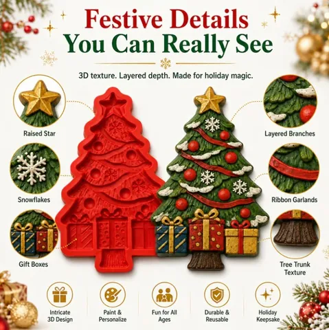 DIY Christmas Tree Mold And Paint Craft Kit Plastic 3D Handmade Painting Set For Kids Adults Xmas Table Decoration Gift