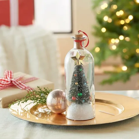Kerstboom Bericht in een Fles Met Stemopname Functie Glas Ornament Voor Kerstcadeau Tafelblad Decoratie