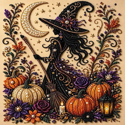 Kit de Peinture Diamant DIY Halloween Citrouille Squelette Mosaïque en Perles Artificielles et Strass Fait Main Cadeau