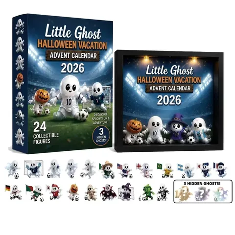 Calendario de Adviento de Halloween Tema Fantasma de Fútbol Calendario de Cuenta Regresiva con Caja de Luz LED Figuras