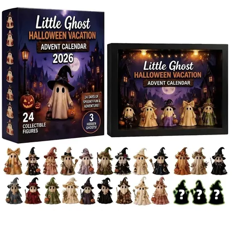2026 Calendario Adviento Halloween Set Pequeño Fantasma 24 Días Caja Sorpresa Caja de Luz Calabaza Figuras Misterio Decor