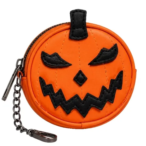 Halloween Pumpkin Mini Wallet Creative Jack O Lantern Coin Purse Fabric Embroidered Bag Charm Keychain Ornament For Women Kids
