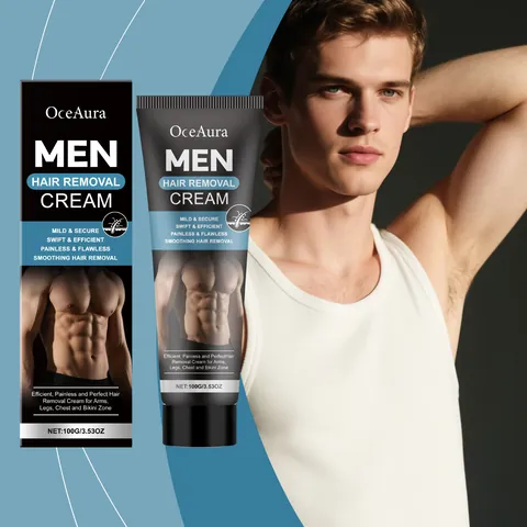 Oceaura Crema Depilatoria para Hombre Suave e Indolora Hidratante Cuerpo Piernas Pecho Zona del Bikini Limpieza Suave Depiladora