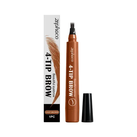 Zephoco Matita per Sopracciglia a Quattro Punte Impermeabile Marrone Chiaro a Lunga Durata Naturale Penna Microblade per Donna