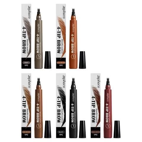 Crayon à Sourcils Naturel à 4 Pointes Zephoco Effet Microblading Liquide Imperméable Longue Tenue pour Maquillage Femme