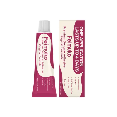 Feimuko Premium Denture Adhesive Cream Zinc Free Long Lasting Hold Comfort Fit For Daily Oral Care Original Formula Paste