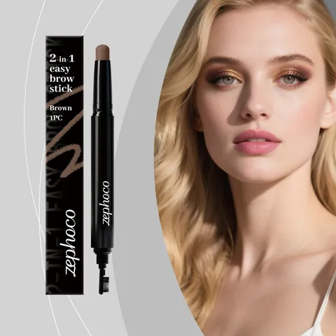 Crayon à Sourcils Zephoco Double Extrémité Brun Stick Précis Avec Brosse Longue Durée Maquillage des Yeux Lisse pour Femmes
