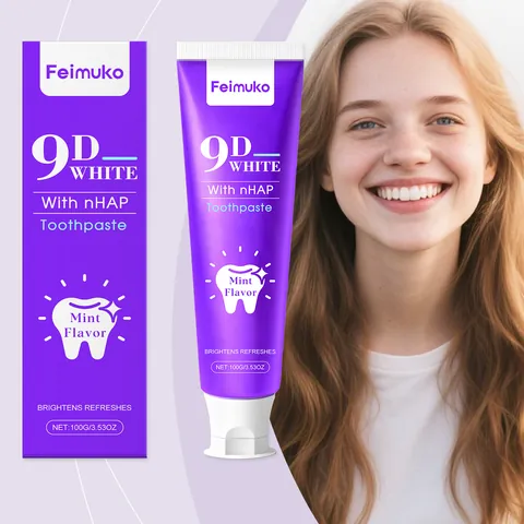 Feimuko 9D White Dentifrice Nettoyant Saveur Menthe Soin Buccal Blanchiment des Dents Haleine Fraîche nHAP Formule Douce