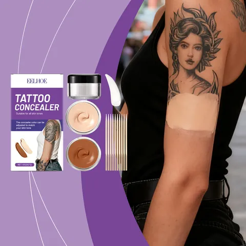 Dual Color Tattoo Concealer Set Waterproof Long Lasting Full Coverage Body Makeup For Scars Birthmarks Skin Blemishes