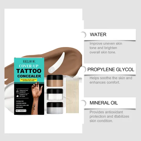 Professional Waterproof Tattoo Concealer Set Long Lasting Body Makeup For Scars Birthmarks Skin Tone Matching Set