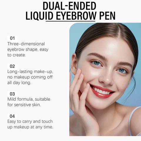 Penna per sopracciglia liquida grigia due in uno con punta a quattro punte per un look naturale 3D Formula impermeabile e a lunga durata
